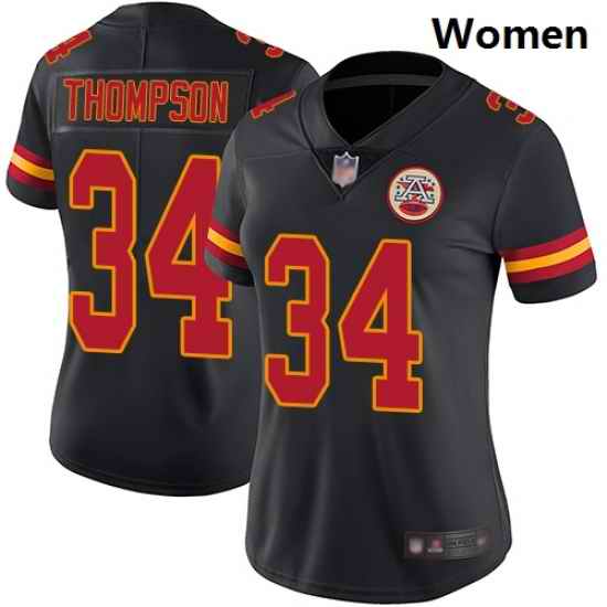 Chiefs #34 Darwin Thompson Black Women Stitched Football Limited Rush Jersey